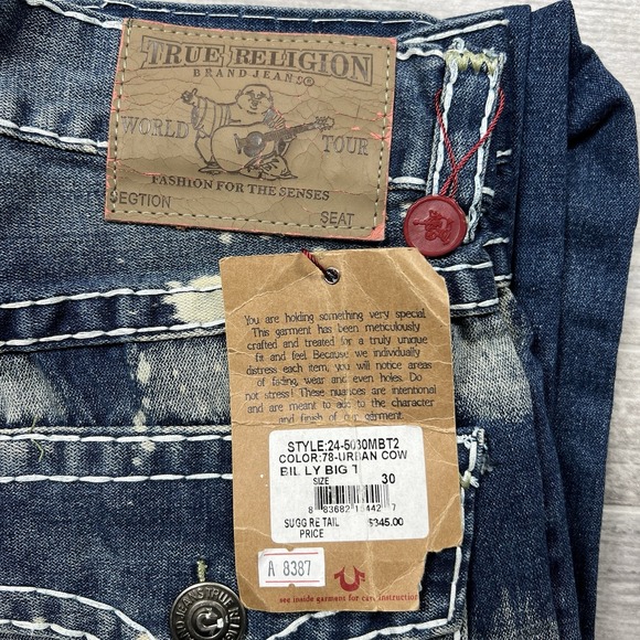 $345 True Religion Billy Big T Jeans 30 Urban Cow Made IN USA NWT Y2K Denim NEW - Picture 2 of 10
